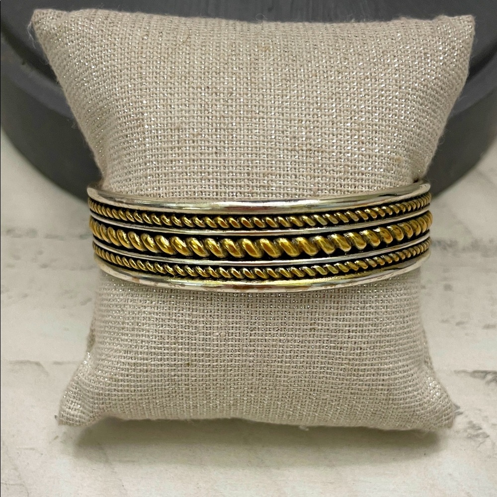 Brighton Gold, Silver and Black Bangle Bracelet from the Ferrara collection